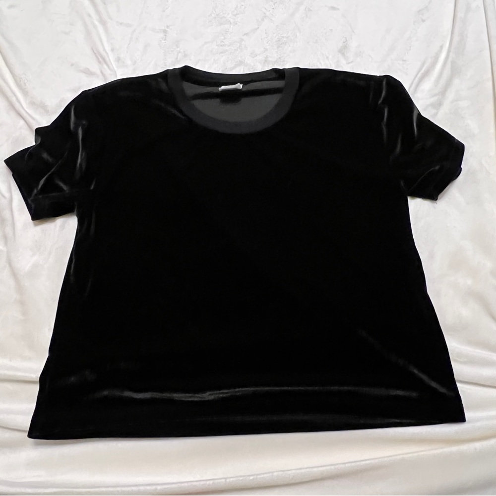 VS PINK Black Cropped Velour Top ~ Medium